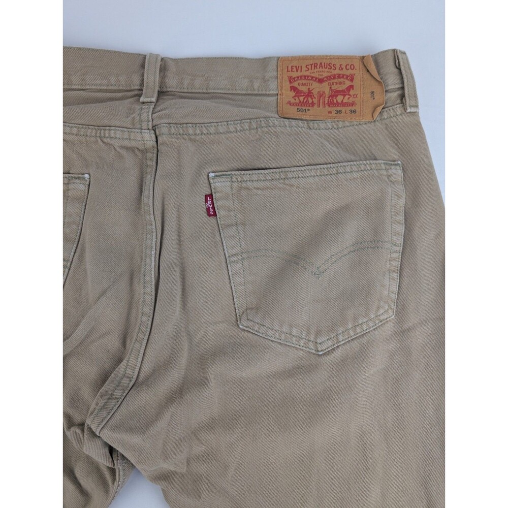 Men's 36x36 Levis 501xx Jeans Straight Beige Buttonfly Denim Cotton Medium Wash - Picture 3 of 9